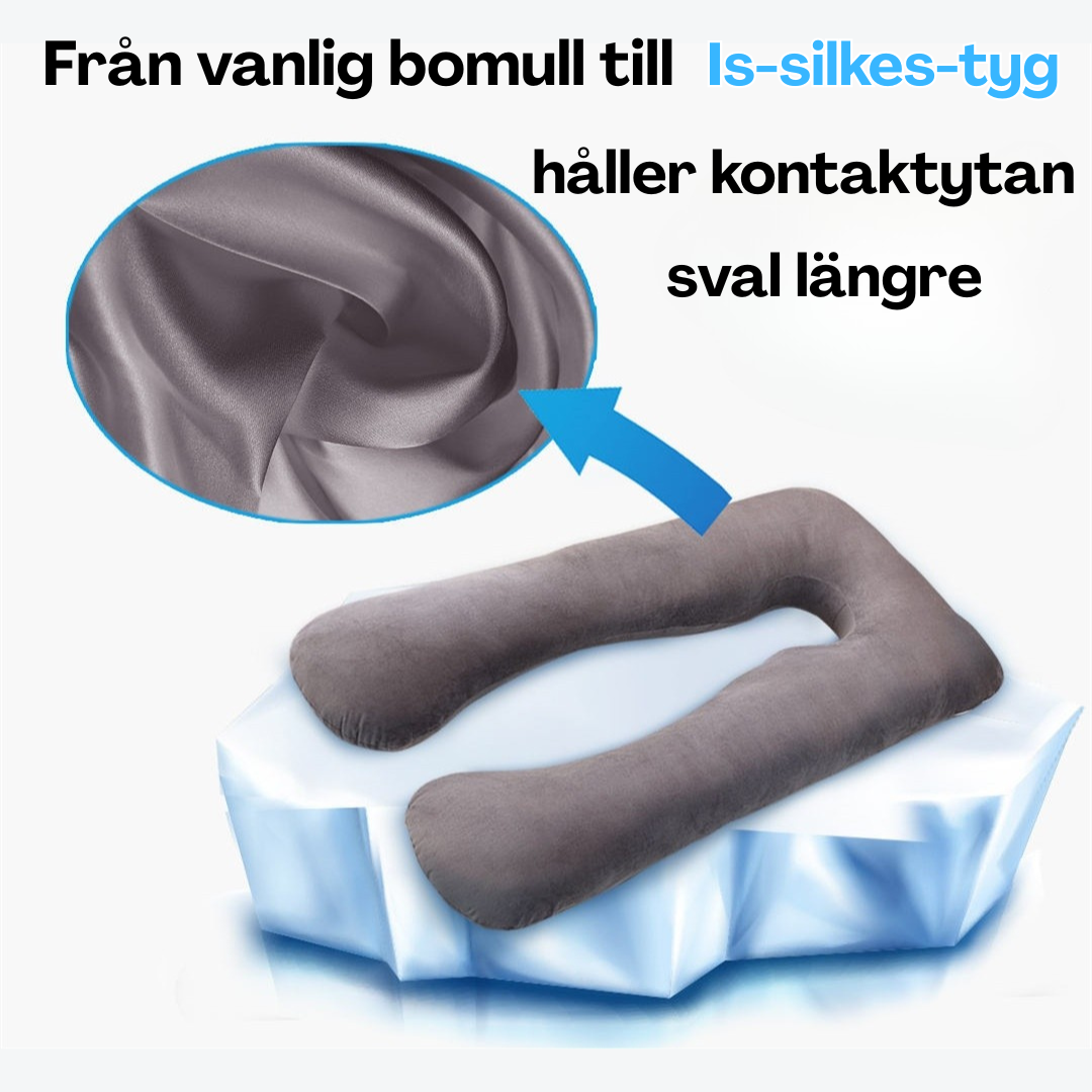 U-formad helkroppskudde med lyxigt överdrag av is-silkestyg