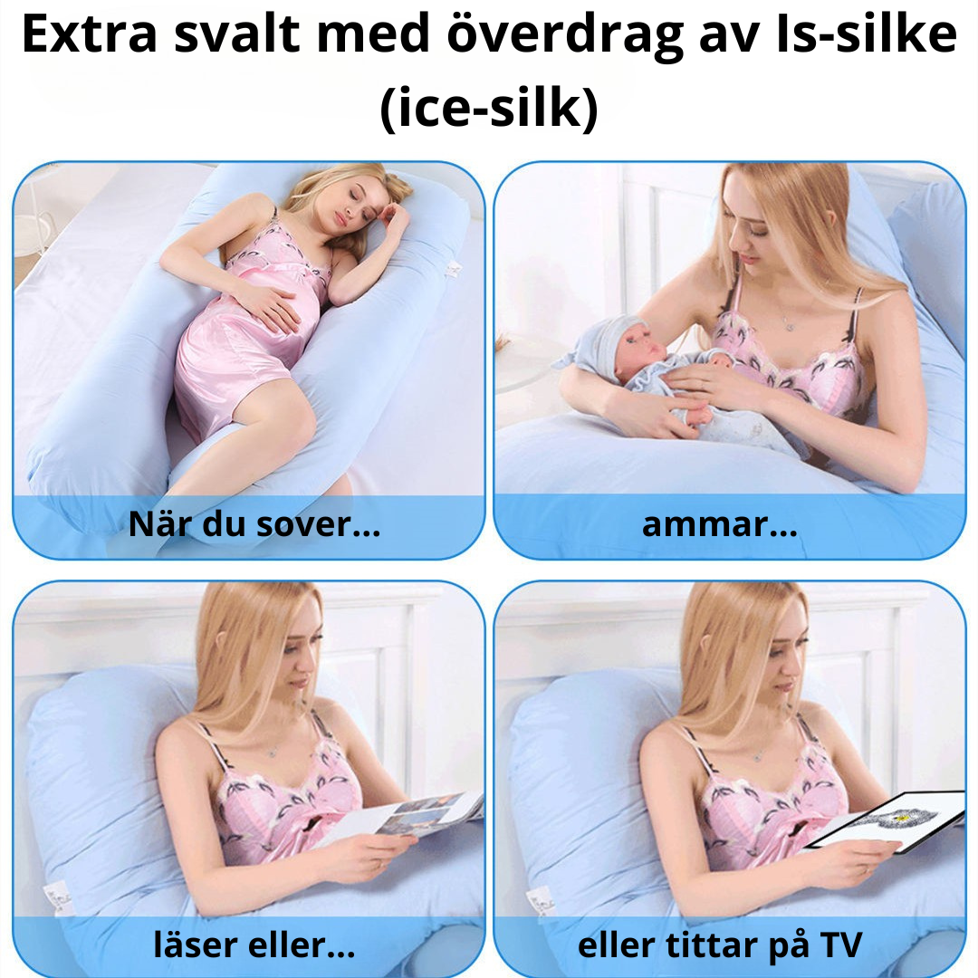 U-formad helkroppskudde med lyxigt överdrag av is-silkestyg