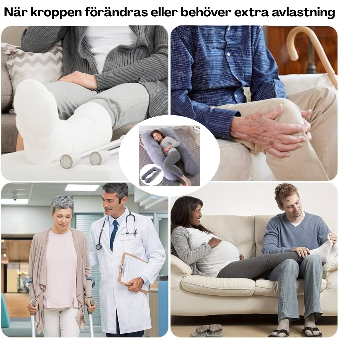 U-formad helkroppskudde med lyxigt överdrag av is-silkestyg